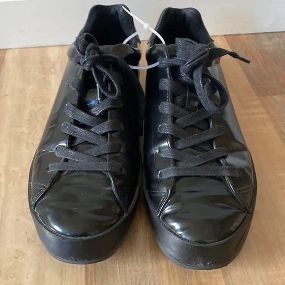 Rag &amp; Bone black leather platform sneakers authentic timeless monochromatic