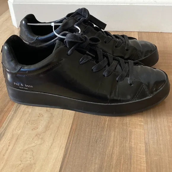 Rag &amp; Bone black leather platform sneakers authentic timeless monochromatic