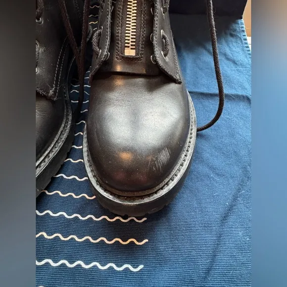 Rag &amp; Bone Cannon Front-zip Leather Ankle Boots- Size 7.5/ 37.5