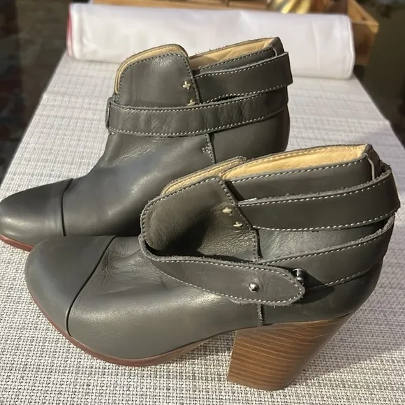 Rag &amp; Bone Harrow Grey Gray Leather Bootie Boot Shoe 35