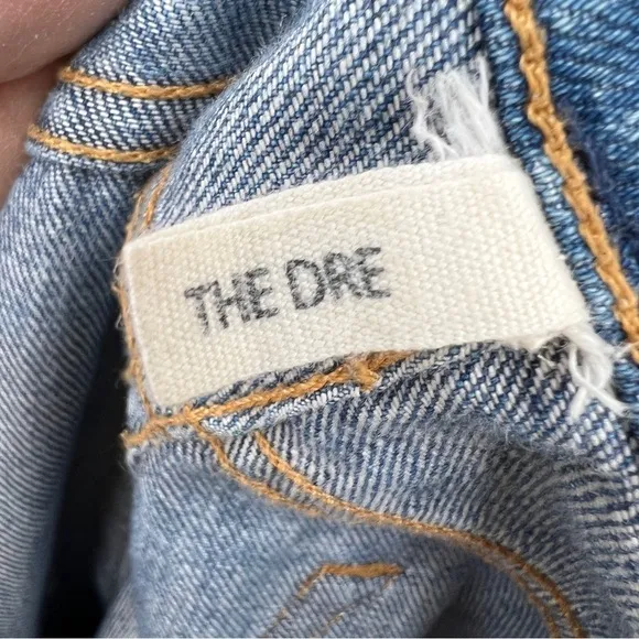 Rag &amp; Bone Jean the Dre Bradford Medium Blue Wash Raw Edge Frayed Denim Jeans