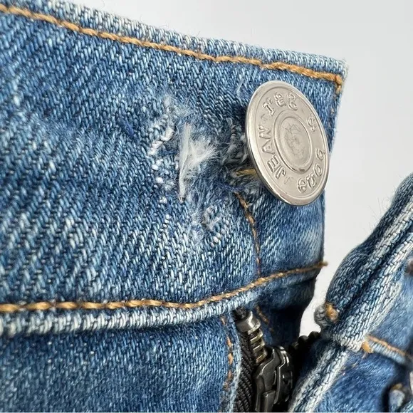 Rag &amp; Bone Jean the Dre Bradford Medium Blue Wash Raw Edge Frayed Denim Jeans