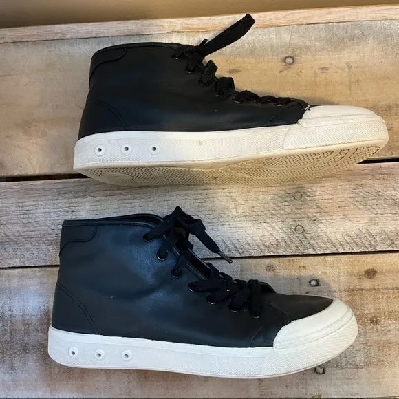 Rag &amp; Bone Standard Issue Black Leather High Top Sneakers