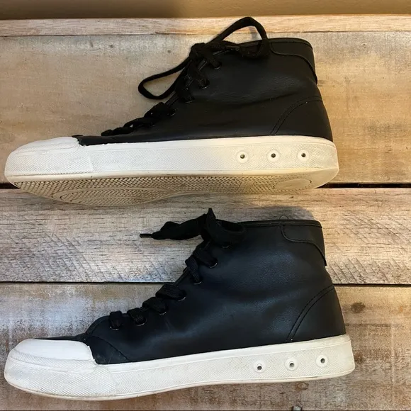 Rag &amp; Bone Standard Issue Black Leather High Top Sneakers