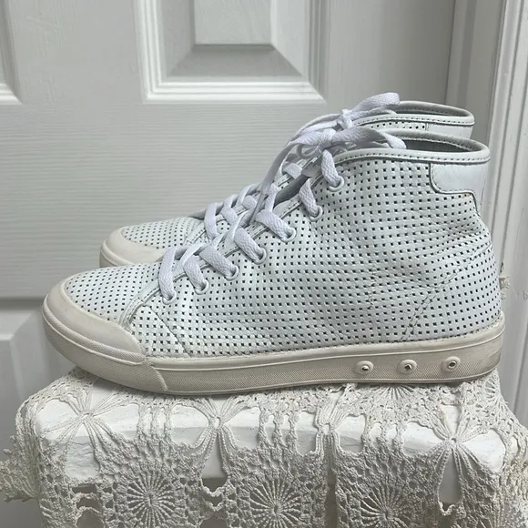 Rag &amp; Bone Standard Issue Laser Cut Perforated High Top Leather Sneakers