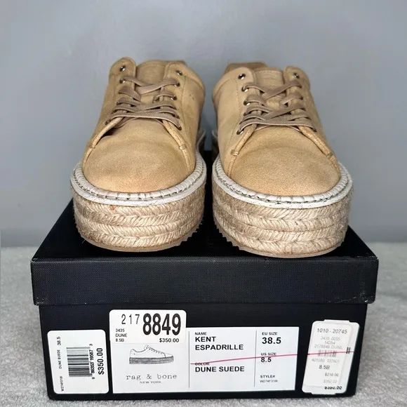 rag &amp; bone Women's Kent Suede Platform Espadrille Sneakers - Size 38.5 (US 8.5)