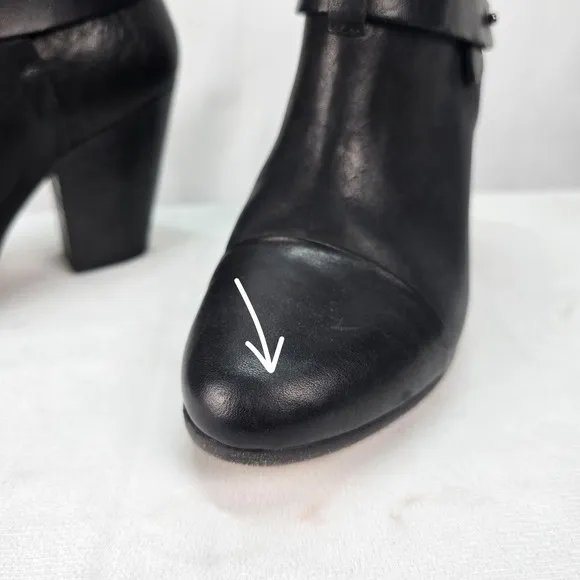 Rag Bone 37.5 (US 7.5) New York Harrow Ankle Boots Booties Black Leather Shoes