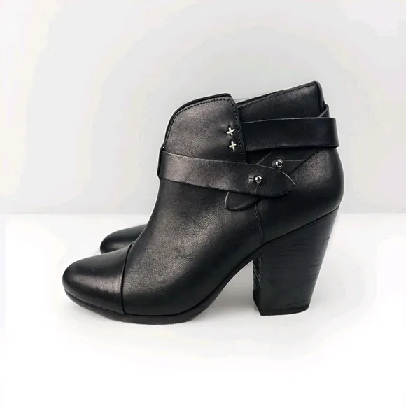 Rag Bone 37.5 (US 7.5) New York Harrow Ankle Boots Booties Black Leather Shoes