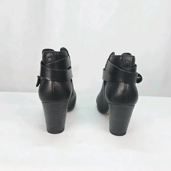 Rag Bone 37.5 (US 7.5) New York Harrow Ankle Boots Booties Black Leather Shoes