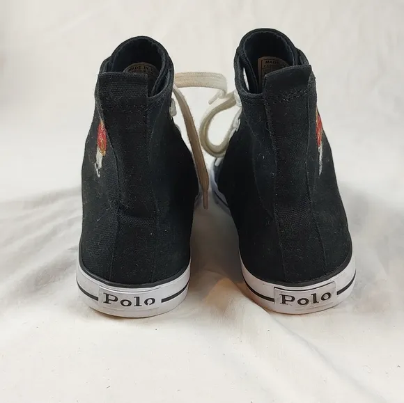 Ralph Lauren Hamptyn Embroidered Polo Bear Canvas High Top Sneakers Mens 6.5