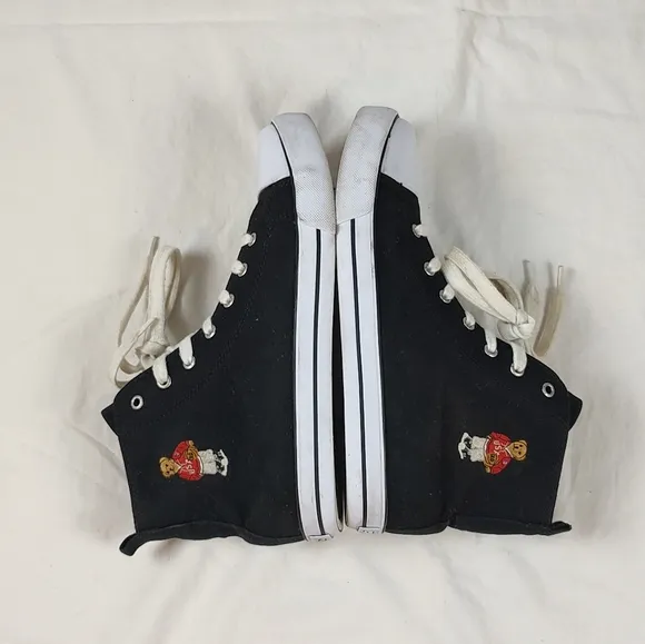Ralph Lauren Hamptyn Embroidered Polo Bear Canvas High Top Sneakers Mens 6.5