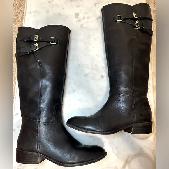 Ralph Lauren “Lauren” women’s black knee high boots leather gold hardware SZ 6.5