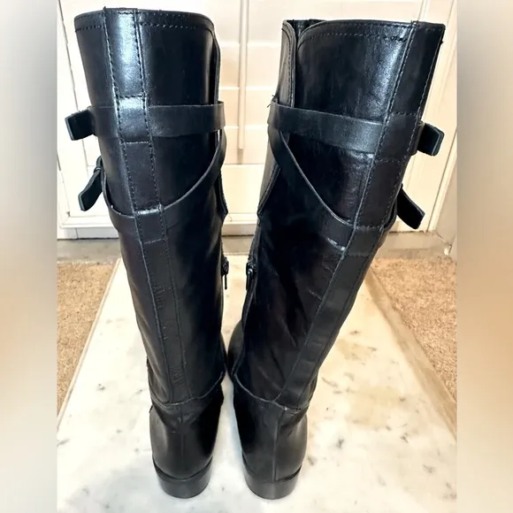 Ralph Lauren “Lauren” women’s black knee high boots leather gold hardware SZ 6.5