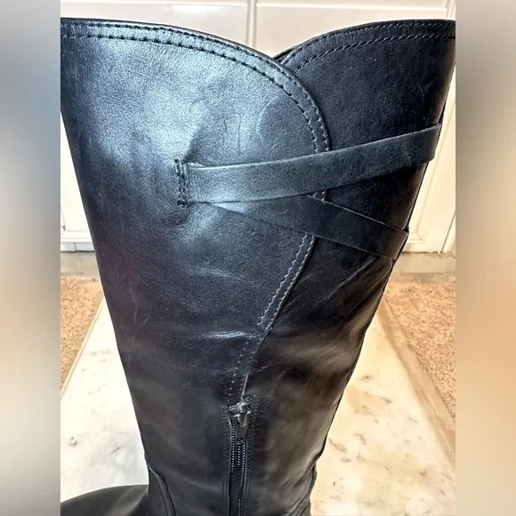 Ralph Lauren “Lauren” women’s black knee high boots leather gold hardware SZ 6.5