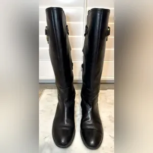 Ralph Lauren “Lauren” women’s black knee high boots leather gold hardware SZ 6.5