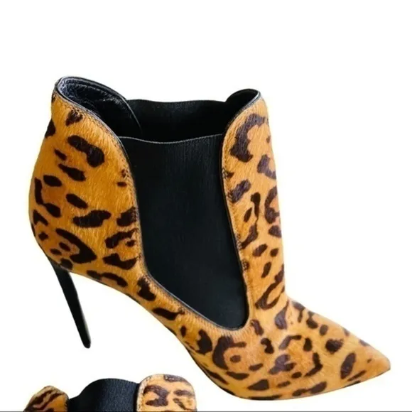 Ralph Lauren Purple Label $900 Women Tallen Leopard Hair Calf Ankle Boots