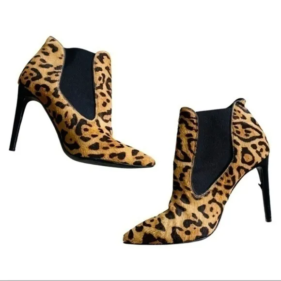 Ralph Lauren Purple Label $900 Women Tallen Leopard Hair Calf Ankle Boots