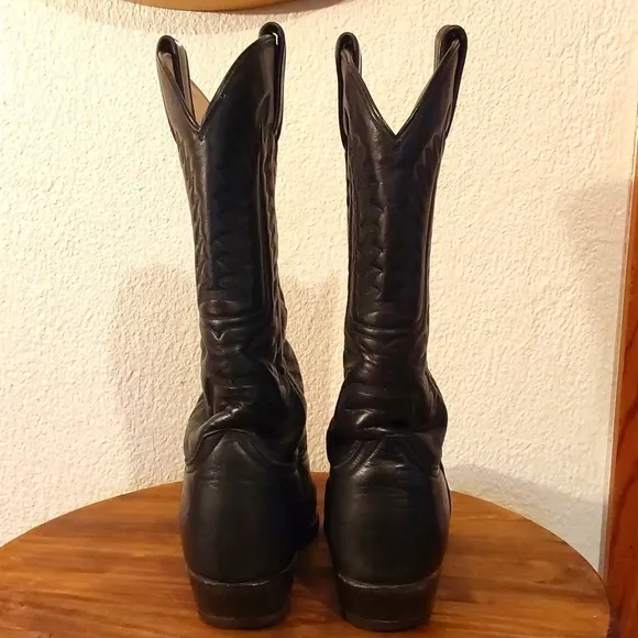 Rancho Mens Black leather Snip toe Supple Cowboy boots western Neutral Sz.9EE