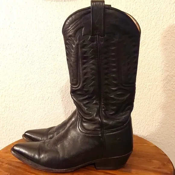 Rancho Mens Black leather Snip toe Supple Cowboy boots western Neutral Sz.9EE