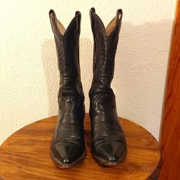 Rancho Mens Black leather Snip toe Supple Cowboy boots western Neutral Sz.9EE