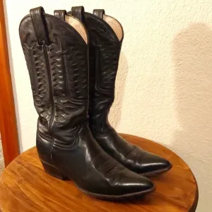 Rancho Mens Black leather Snip toe Supple Cowboy boots western Neutral Sz.9EE