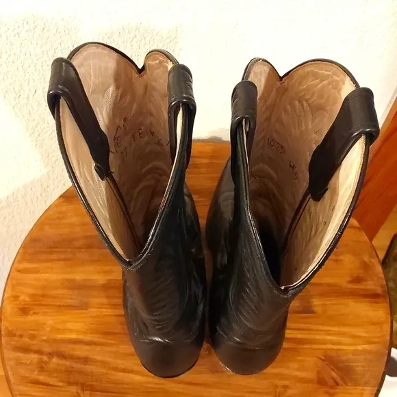 Rancho Mens Black leather Snip toe Supple Cowboy boots western Neutral Sz.9EE