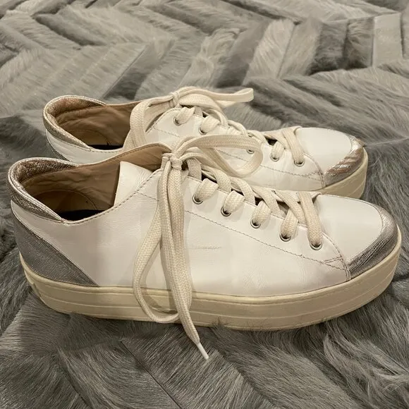 Raoul Leather Platform Lace Up Sneakers White 8.5