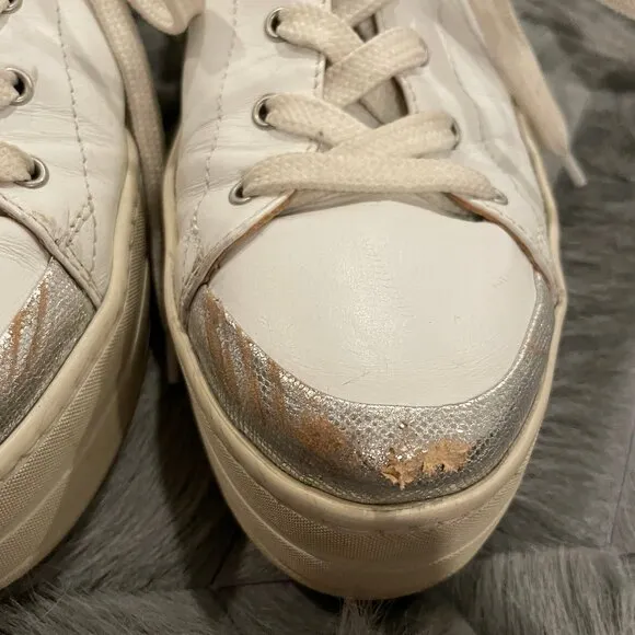 Raoul Leather Platform Lace Up Sneakers White 8.5