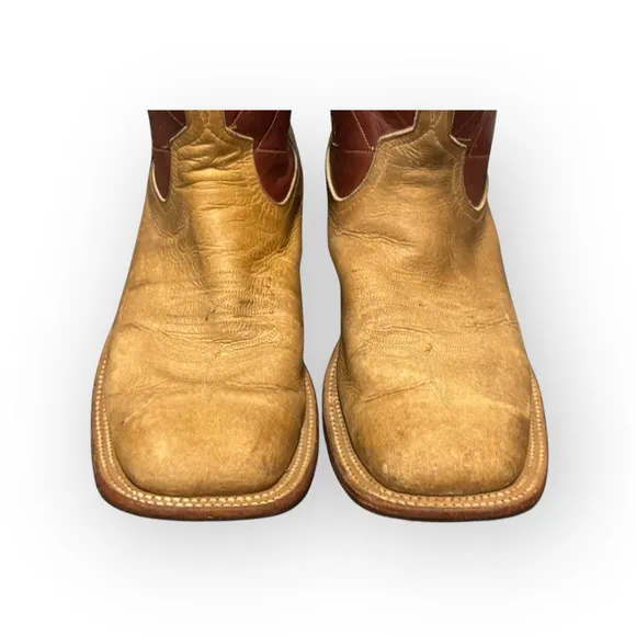 Rare AndeRare Anderson Bean Men’s Leather Tan Vamp/Sangria Wine Square Size 8.5B