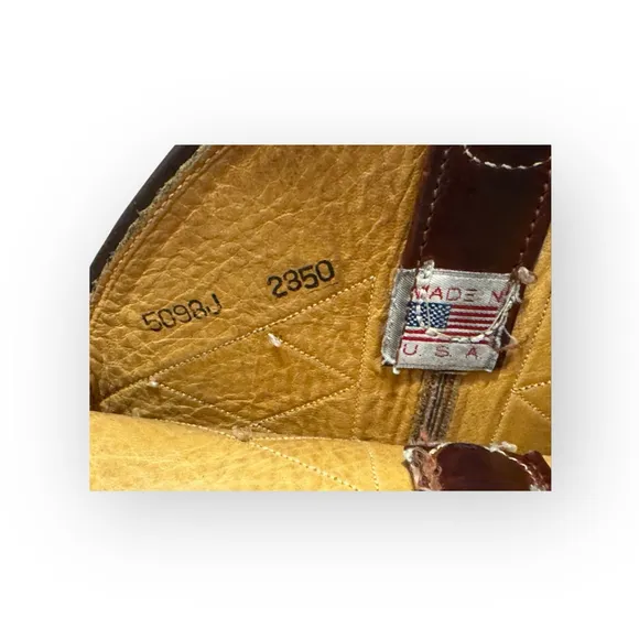 Rare AndeRare Anderson Bean Men’s Leather Tan Vamp/Sangria Wine Square Size 8.5B
