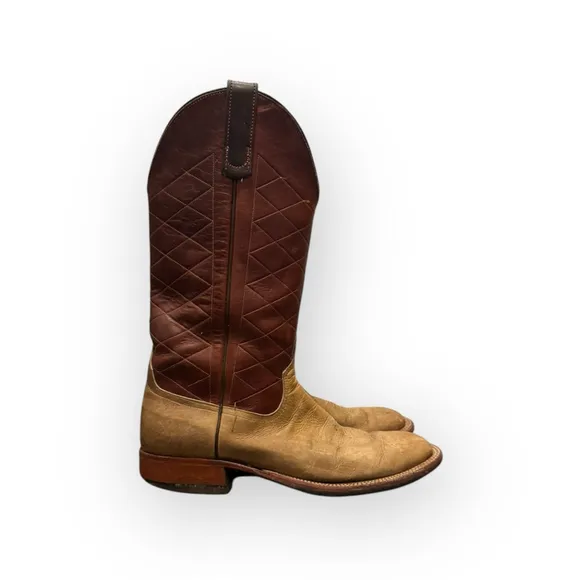 Rare AndeRare Anderson Bean Men’s Leather Tan Vamp/Sangria Wine Square Size 8.5B