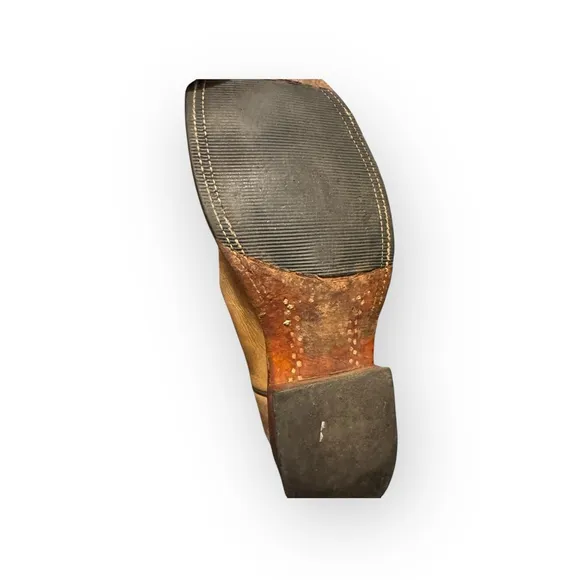 Rare AndeRare Anderson Bean Men’s Leather Tan Vamp/Sangria Wine Square Size 8.5B