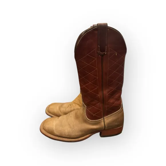 Rare AndeRare Anderson Bean Men’s Leather Tan Vamp/Sangria Wine Square Size 8.5B
