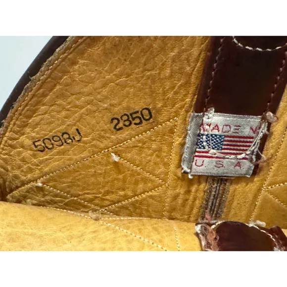 Rare AndeRare Anderson Bean Men’s Leather Tan Vamp/Sangria Wine Square Size 8.5B