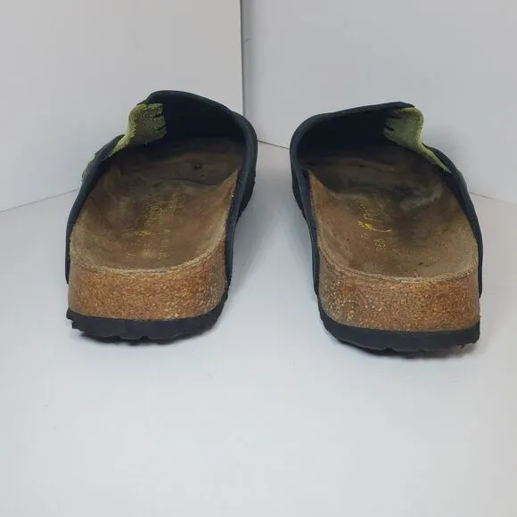 Rare Birkenstock Papillio Womens Sz 41/US 10 mule Clog Leather Navy Blue Green