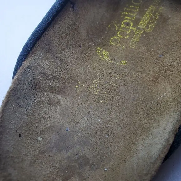 Rare Birkenstock Papillio Womens Sz 41/US 10 mule Clog Leather Navy Blue Green