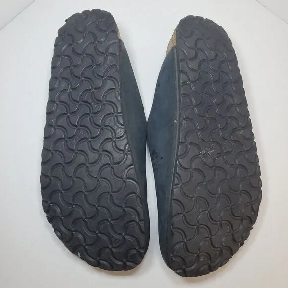 Rare Birkenstock Papillio Womens Sz 41/US 10 mule Clog Leather Navy Blue Green