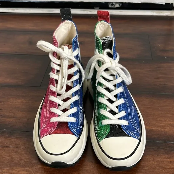 RARE Converse Run Star Hike Hi JW Anderson Glitter Platform  Sneakers W7…
