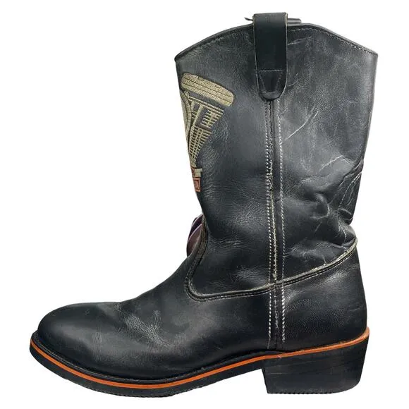 Rare Harley Davidson Panhead Knucklehead Composite Toe Gray Moto Boot Size 10 D