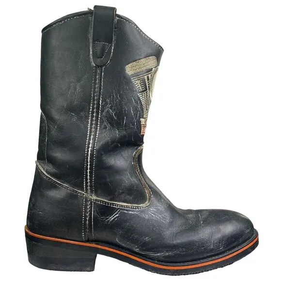 Rare Harley Davidson Panhead Knucklehead Composite Toe Gray Moto Boot Size 10 D