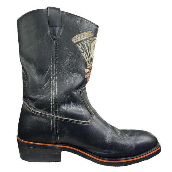Rare Harley Davidson Panhead Knucklehead Composite Toe Gray Moto Boot Size 10 D