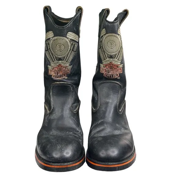 Rare Harley Davidson Panhead Knucklehead Composite Toe Gray Moto Boot Size 10 D