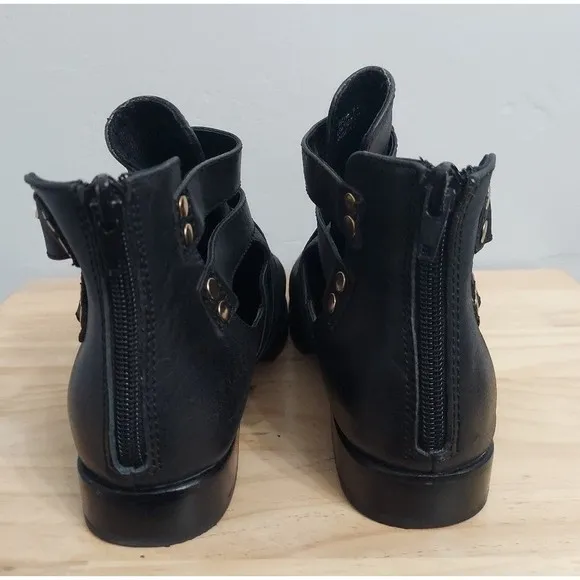 RARE Modern Vice &quot;Millie&quot; Leather Ankle Boots Womens Black Gold Size 7 1…