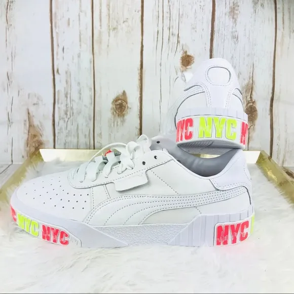 RARE PUMA Cali Bold Neon NYC Platform Sneakers new