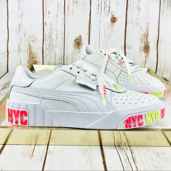 RARE PUMA Cali Bold Neon NYC Platform Sneakers new