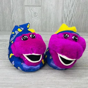 Rare Vintage 1990s retro bedtime with Barney dinosaur slippers / shoes 1-2 plush