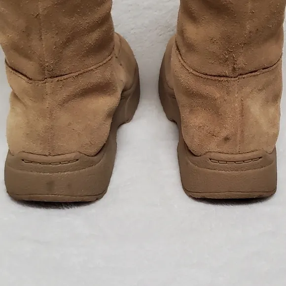 Rare Vintage 90s Delia's Tan Leather Lace-up Chunky Sole Fur Lined Combat Boots