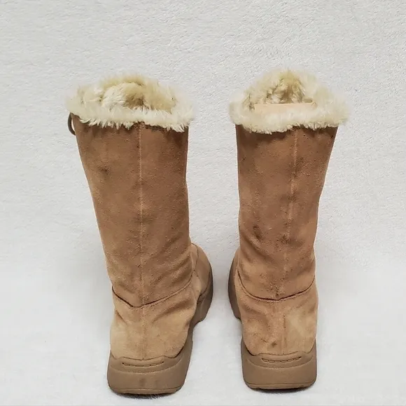 Rare Vintage 90s Delia's Tan Leather Lace-up Chunky Sole Fur Lined Combat Boots