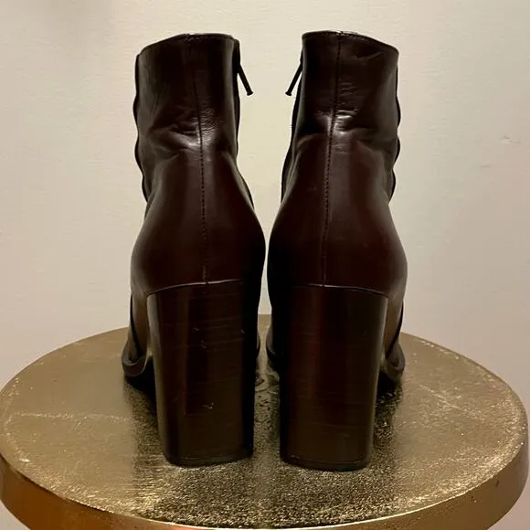 Rare Vintage Y2K J.Crew Brown Leather Ankle Boots | 7, Navy Leather Interior EUC