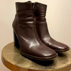 Rare Vintage Y2K J.Crew Brown Leather Ankle Boots | 7, Navy Leather Interior EUC